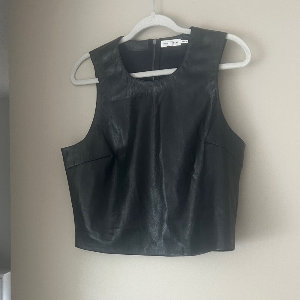 Macy's Black Leather Crop Top